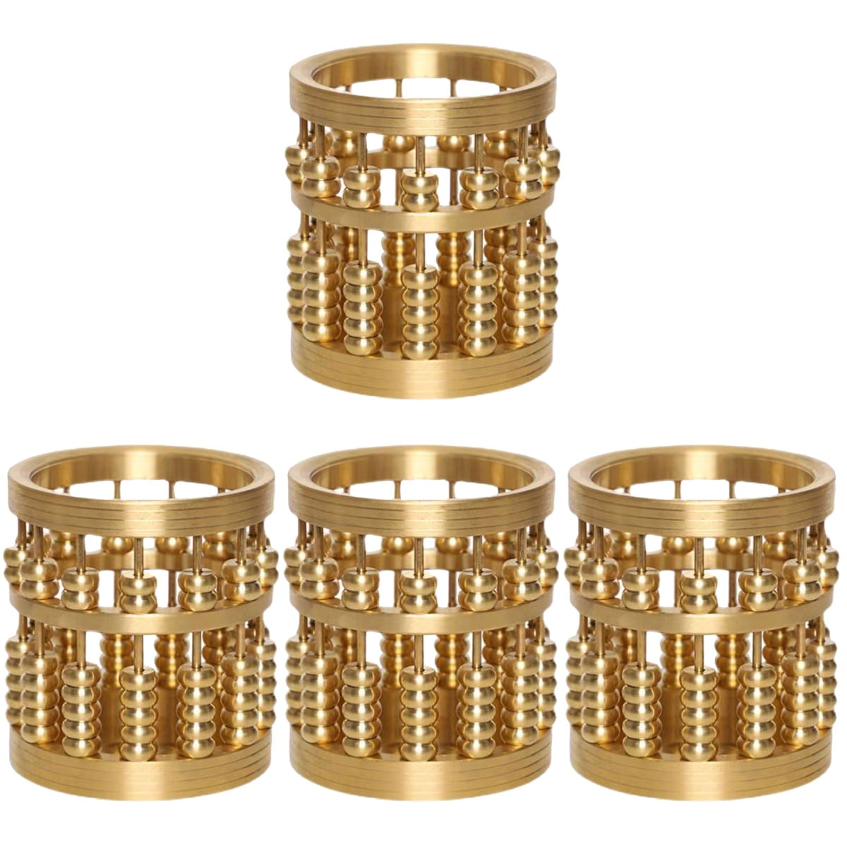 Hemoton 4pcs Brass Abacus Pen Holder Chinese Style Metal Pen Holder