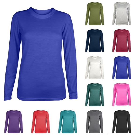 Lonomox Women's Crew Neck Tops Solid Color Long Sleeve Shirts Loose Casual Pullover T Shirts