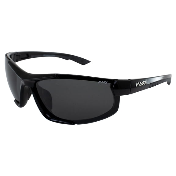 Maxx Blitz Sport Golf Motorcycle Riding Sunglasses Black Frame and Polarized Smoke Lens