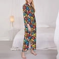 thumbnail image 3 of Logiee American Football Print Womens Pajamas Set,Long Sleeve Sleepwear,Button Down Lounge Set 2 Pieces,Soft Nightwear Pjs Set-Large, 3 of 7