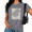Grey, variant on Cozymy Vintage Floral Stamp T-Shirt for Women - Soft Hydrangea Line Art Graphic Tee
