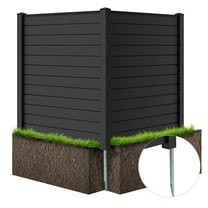 Topbuy Air Conditioner Fences  Outdoor Privacy Fences Screens Trash Can Enclosures PVC with Metal Ground Stakes Black