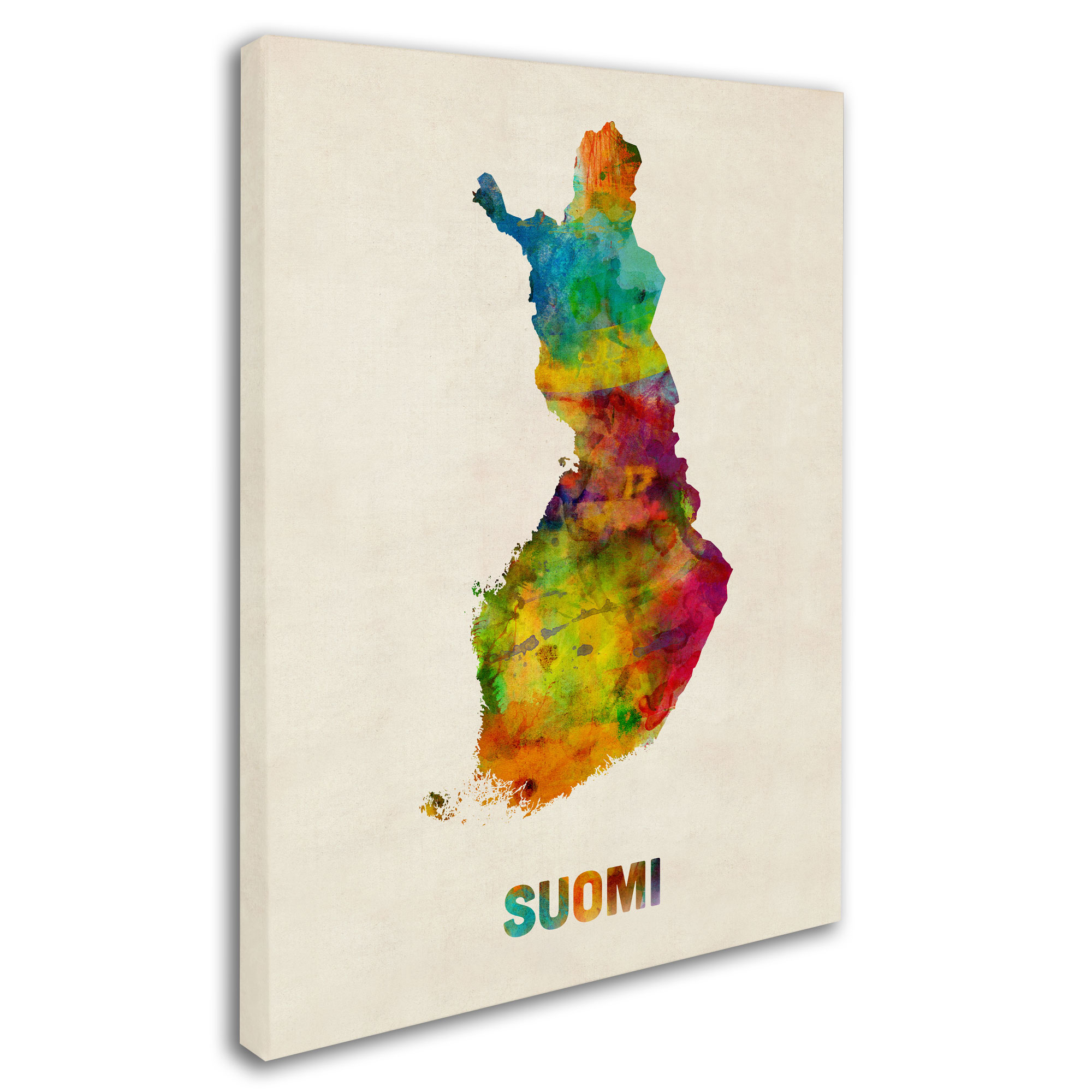 Trademark Fine Art "Finland Watercolor Map (Suomi)" Canvas Art by Michael Tompsett