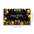 thumbnail image 3 of Black Gold Themed Happy 80th Birthday Banner Backdrop, Star Balloon and Gift Box Elements, Party Decoration for Birthday Party Photography Props Decorations, 3 of 7