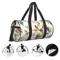 thumbnail image 5 of Xecao Birds And Flowers print Round Travel Duffel Bag is a foldable gym bag with an inner pocket, perfect for travel sports, 5 of 8