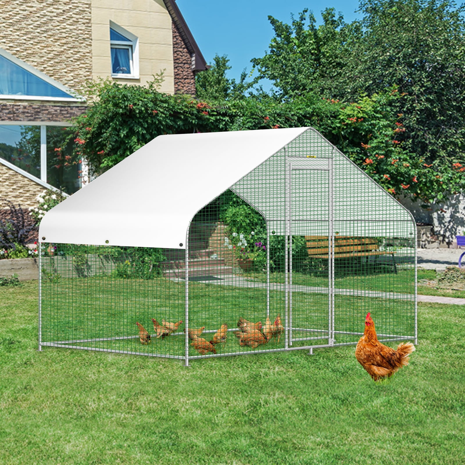 VEVORbrand Chicken Run Coop 10×6ft Large Metal Chicken Coop Spire