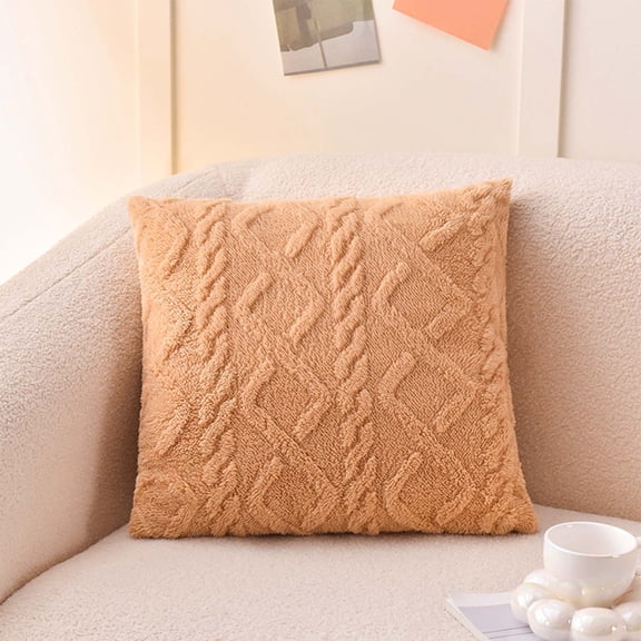 YUNAFFT Plush Pillow Geometric Pattern Cushion Sofa Living Room Backrest Pillow With Pillow Core 17.71X17.71In Khaki