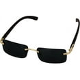 thumbnail image 1 of LAICAIW Elite Slim Rimless Rectangular Metal & Wood Art Aviator Sunglasses, 1 of 5