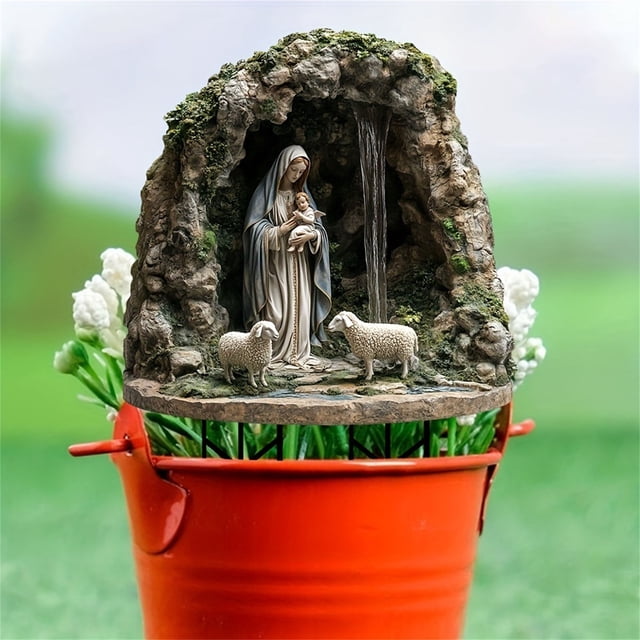 BKER Insert de Jardin Extérieur Style Bohème Vierge Marie et Statue Acrylique