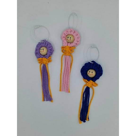 Macrame Daisy Purse and Bag Charms set of 3
