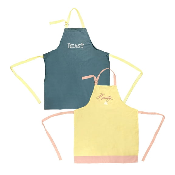 Disney Princess Cotton Apron, 2pk - Durable Yet Lightweight Kitchen Apron to Wear While Baking, Cooking, Grilling & More - Cute Cooking Apron to Protect Your Clothing from Stains -Beauty and the Beast