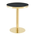 thumbnail image 2 of Hi loPres 23.6" Modern Round Side Table, Black Marble Pattern Acrylic Top with Gold Stainless Steel Trim, Pedestal End Table for Living Room, Office, 2 of 8
