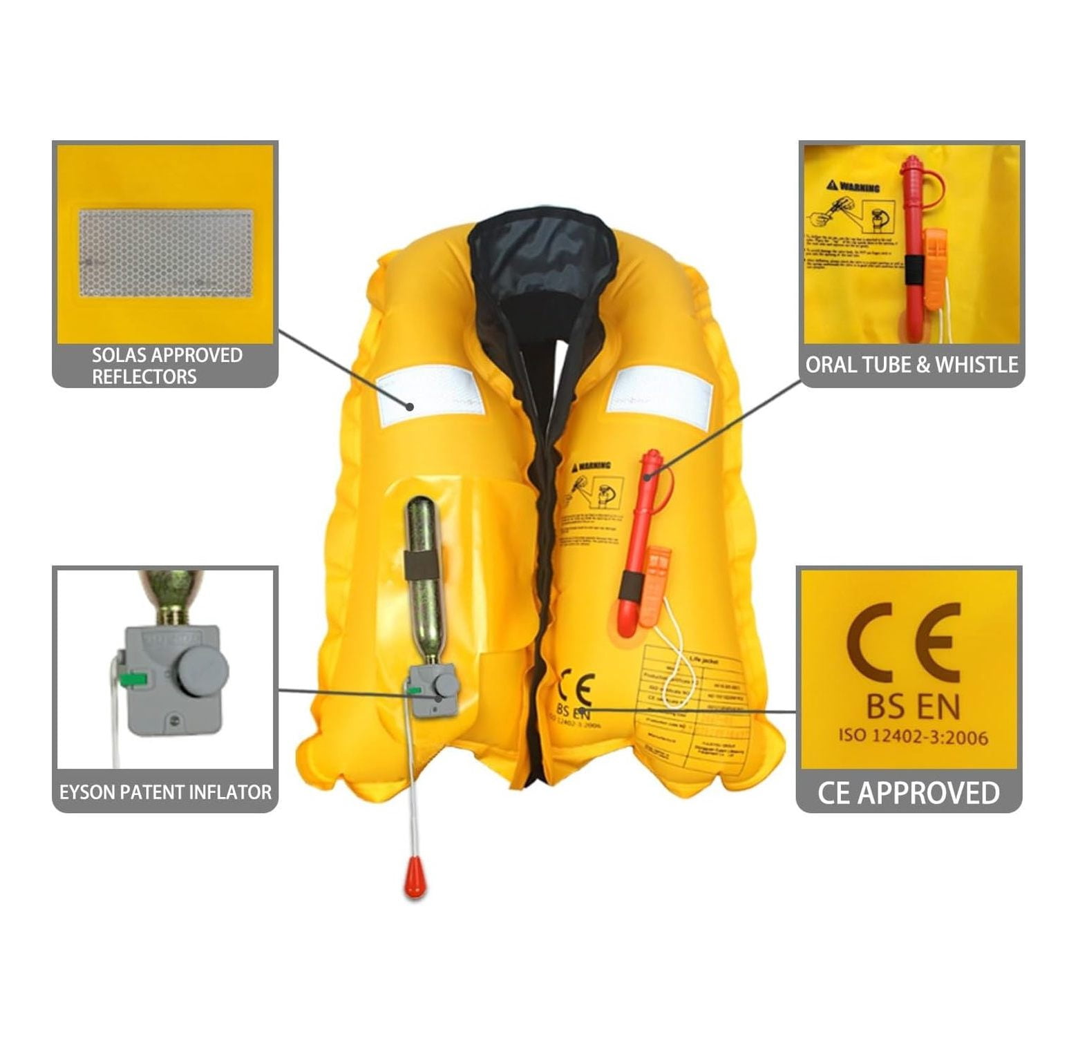Inflatable Life Life Vest Highly Visible Manual for Adults (Red)