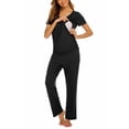 thumbnail image 3 of Ekouaer Women's Maternity Nursing Pajamas Cotton Sleepwear Set Soft Pregnancy Breastfeeding PJ Set Black M Black M, 3 of 7