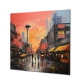 thumbnail image 2 of Designart "Pop art Seattle cityscape views In Orange and Grey"Seattle Metal Wall Art Orange Industrial Office Room Wall Art, 2 of 6