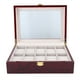 thumbnail image 5 of Caja expositor de relojes de madera con 10 rejillas, caja de almacenamiento para relojes con ventana transparente (rojo), 5 of 10