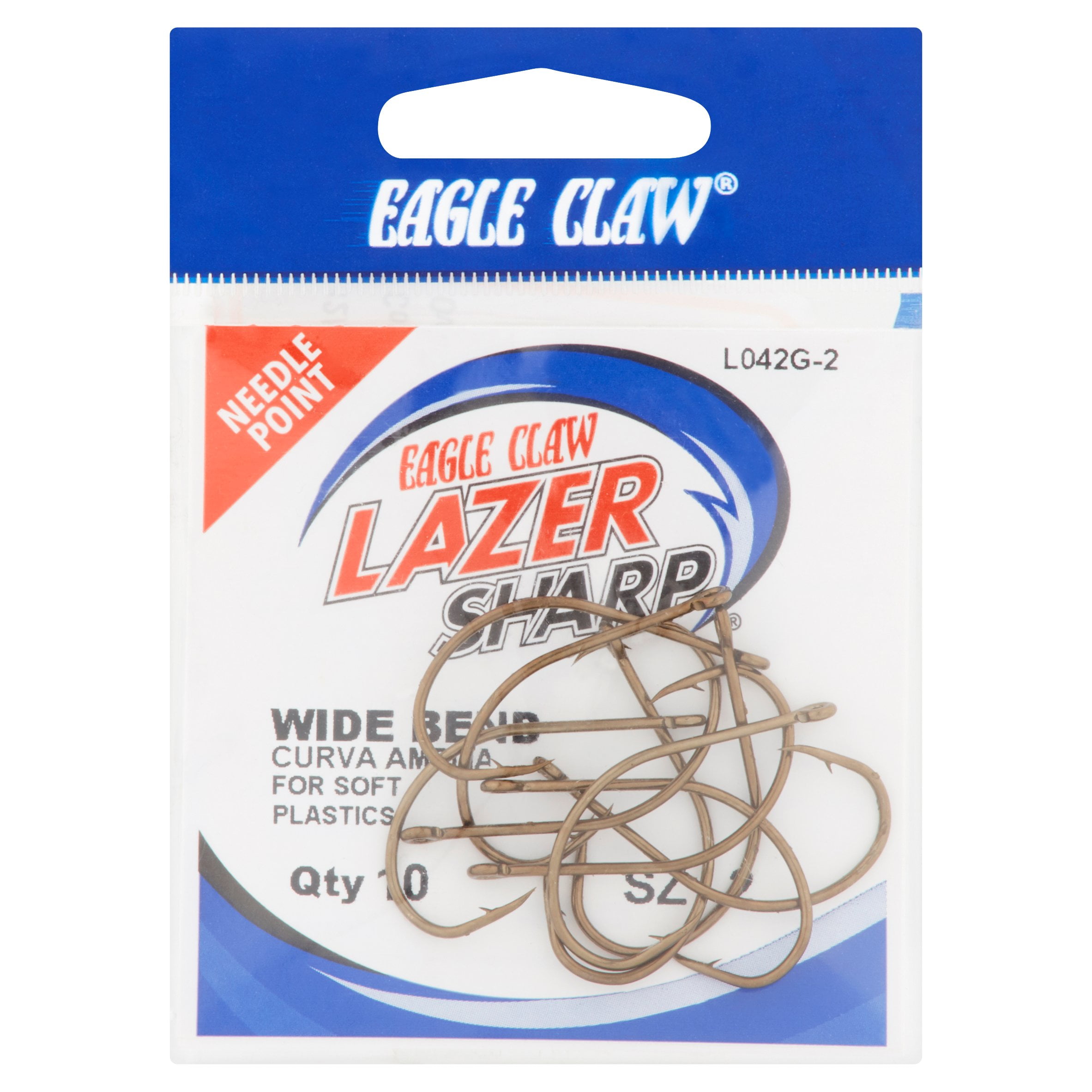 Eagle Claw L042G Lazer Sharp Wide Gap Hooks 