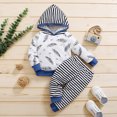 thumbnail image 3 of SDJMa Baby Boys' Short-Sleeve Bodysuit Toddler Kids Baby Hooded Cartoon Letter Print Tops+Stripe Pants Set, 3 of 9