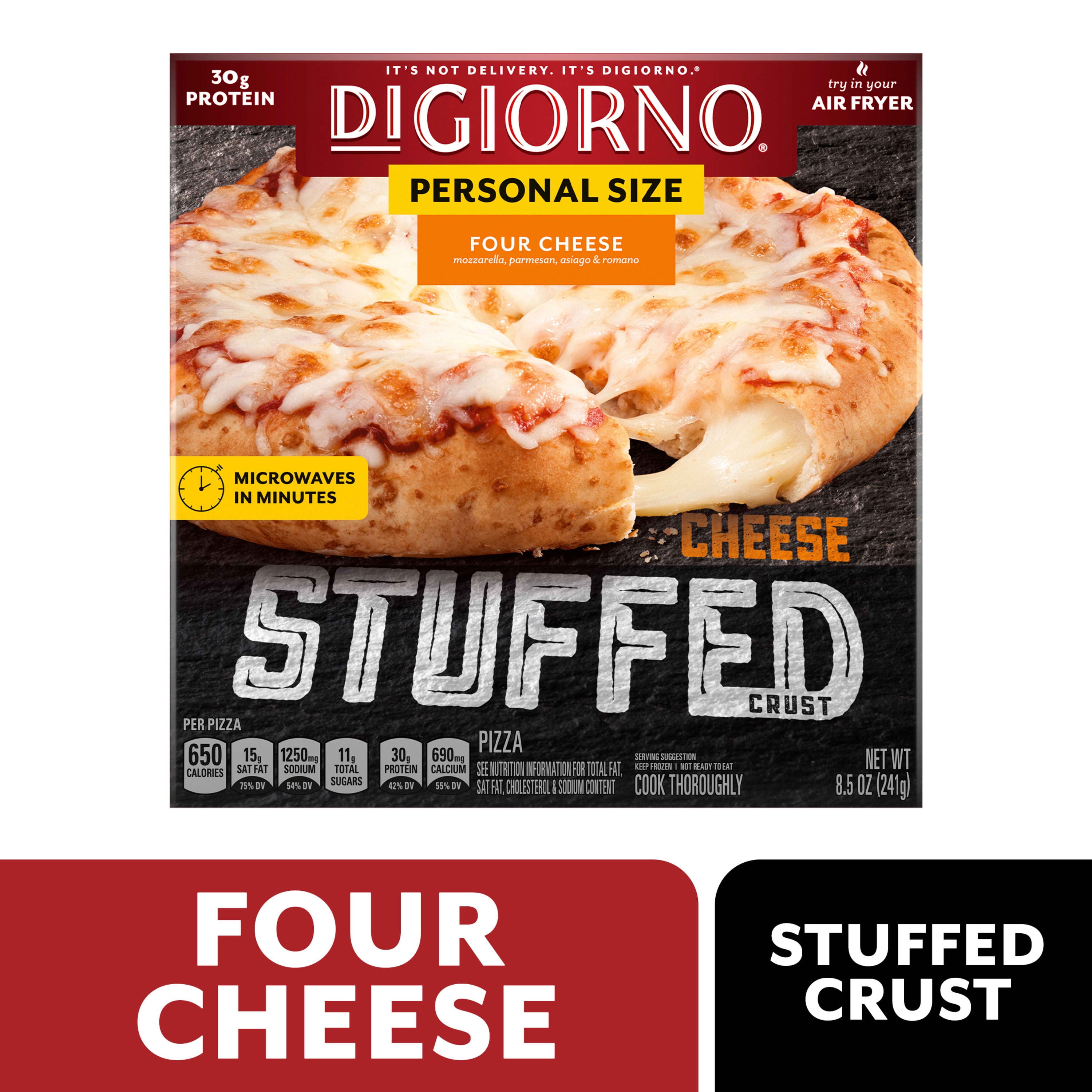 DIGIORNO Frozen Pizza - Frozen Four Cheese Pizza - 8.5 oz Personal Pizza - Stuffed Crust 8.5 oz