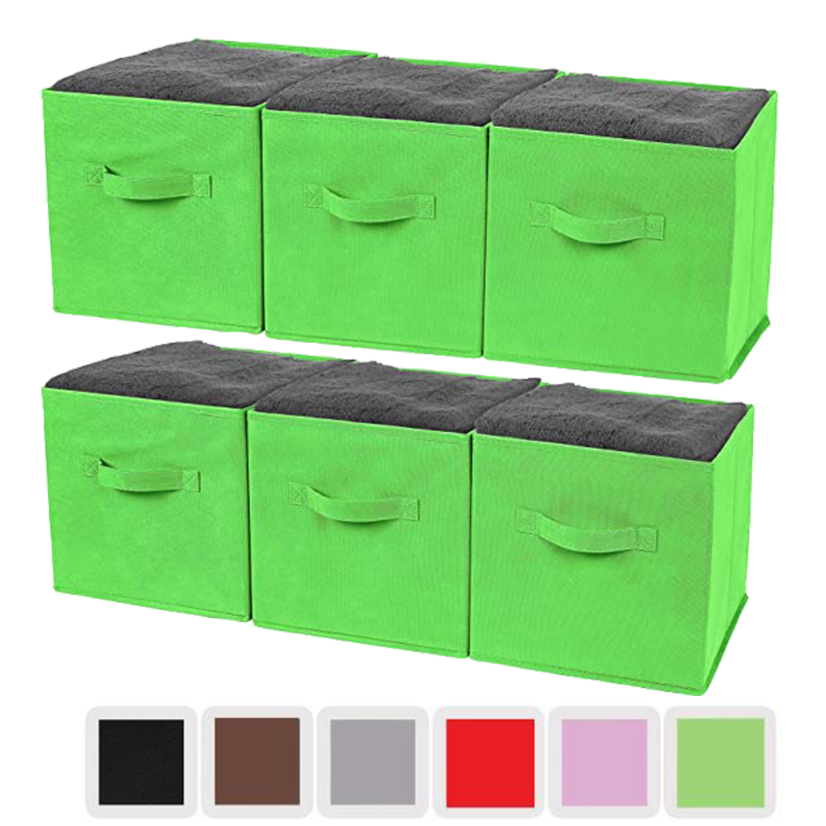 YOYTOO 6 Pack Foldable Fabric Cube Storage Bins, 11" Collapsible Cube Organizer Baskets Bins