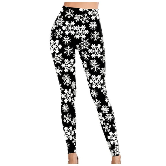 Fiaer Womens Christmas Leggings Oversized Xmas Yoga Pants Cute Graphic High Waisted Slim Fit Tight Trousers Black1 XL