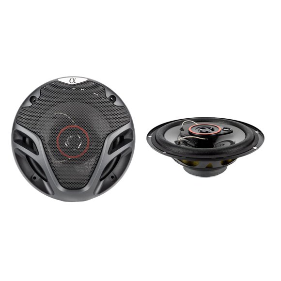 Pair Alphasonik AS26 6.5 inch 350 Watts Max 3-Way Car Audio Full Range Coaxial Speakers with Universal Mounting Holes for Easy Installation and Grills Included