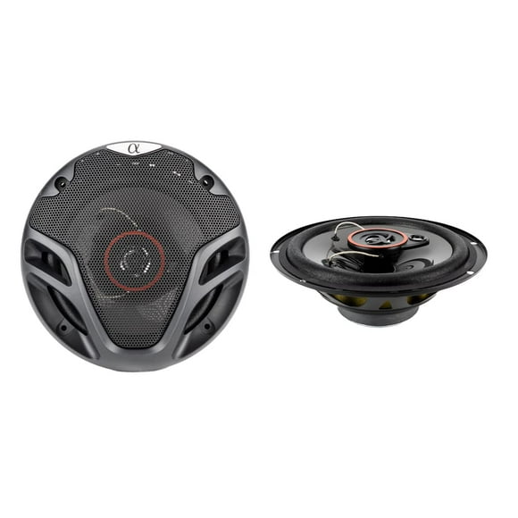 Pair Alphasonik AS26 6.5 Inch 350 Watts Max 3-Way Car Audio Full Range Coaxial Speakers with Universal Mounting Holes for Easy Installation and Grills Included