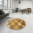 thumbnail image 3 of Ahgly Company Indoor Round Abstract Sedona Brown Checkered Area Rugs, 3' Round, 3 of 6