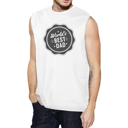 365 Printing World's Best Dad Mens White Vintage Design Muscle Top Gifts For (The Best Vape Tank In The World)