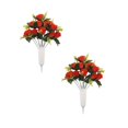 thumbnail image 2 of 2 Sets Rose Cemetery Flowers with Vase for Grave, Artificial White Calla Lilies & Velvet Roses, Outdoor Memorial Flowers for Headstones, Graveyard Decoration, 2 of 5
