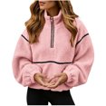 thumbnail image 2 of QUNYINEY Half Zip Sherpa Fleece for Women Jackets Lightweight Outerwear Jackets Long Sleeve Solid Color Warm Stand Colla Coats, 2 of 8