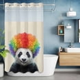 thumbnail image 6 of No Hook Shower Curtains with Detachable Snap-in Liner Set, Funny Panda Waterproof Hotel Style Bathroom Shower Curtain, Rainbow Abstract Animals Breathable Mesh Top Window Bath Curtains 36''x72'', 6 of 9