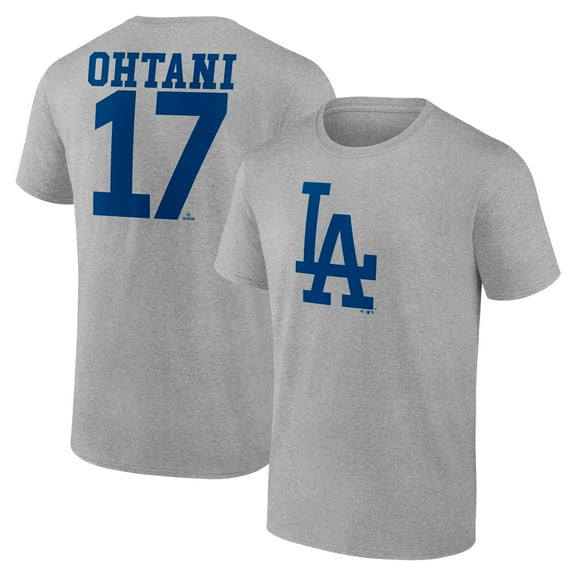 Men's Shohei Ohtani Heather Gray Los Angeles Dodgers Player Name & Number T-Shirt