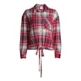 thumbnail image 5 of No Boundaries Juniors' Tie Front Plaid Flannel Shirt, 5 of 6
