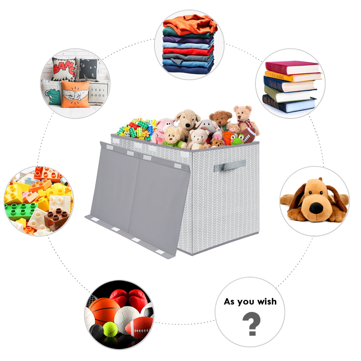 Toy Box Chest Organizer Bins for Boys Girls Kids, Large Collapsible Fabric Storage Container with Flip-Top Lid & Handles for Clothes,Blanket,Nursery,Playroom,Bedroom,Tree Branch Pattern (Gray)