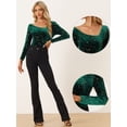 thumbnail image 2 of Camiseta de terciopelo con Estrellas para mujer de manga larga sexy para fiesta Verde oscuro L Allegra K, 2 of 6