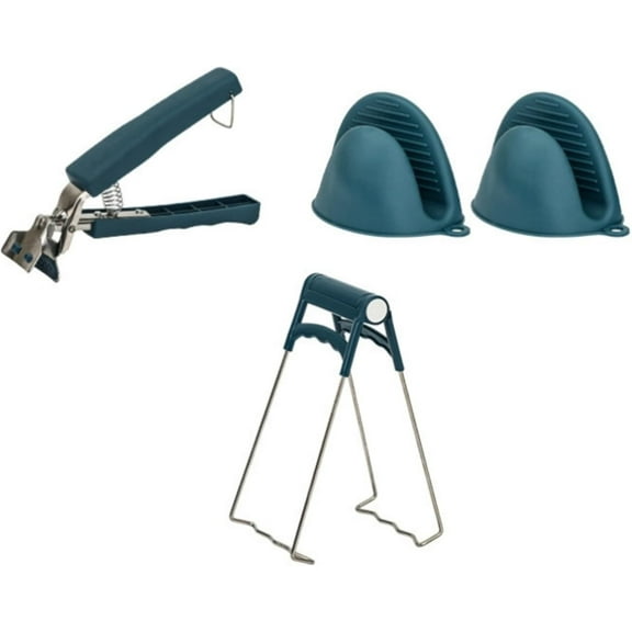 3-Pack(Navy-Blue) Hot Plate Gripper,Stainless Steel Bowl Clip,Kitchen Tongs Bowl Dish Pan Clip Anti-scalding,Anti-Scalding Clip Bowl Plate Clamp