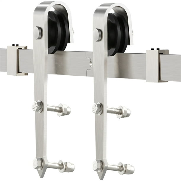 Easyfashion 6 6ft Sliding Barn Door Hardware For 36 40 Wide Single Silver Com Sliding Barn Door Hardware, Brushed Nickel Sliding Barn Door Hardware