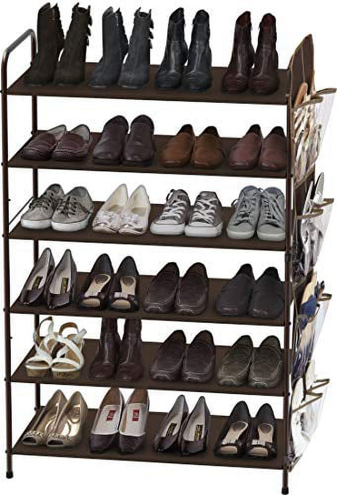 Simple Houseware 8 Tiers Shoe Rack with 10 Hanging Side Pockets and Clear  Cover, Bronze