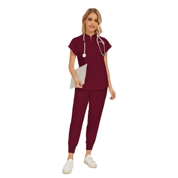 VIAOLI Women's Scrubs Set - Stretch Sleeveless Top & Pants for Nurse Uniform