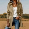 thumbnail image 4 of XPMWRP Women's Cinched Waist Trench Coat, Notched Lapel Mid Length Lightweight Windbreaker Jacket with Pockets Khaki S, 4 of 8