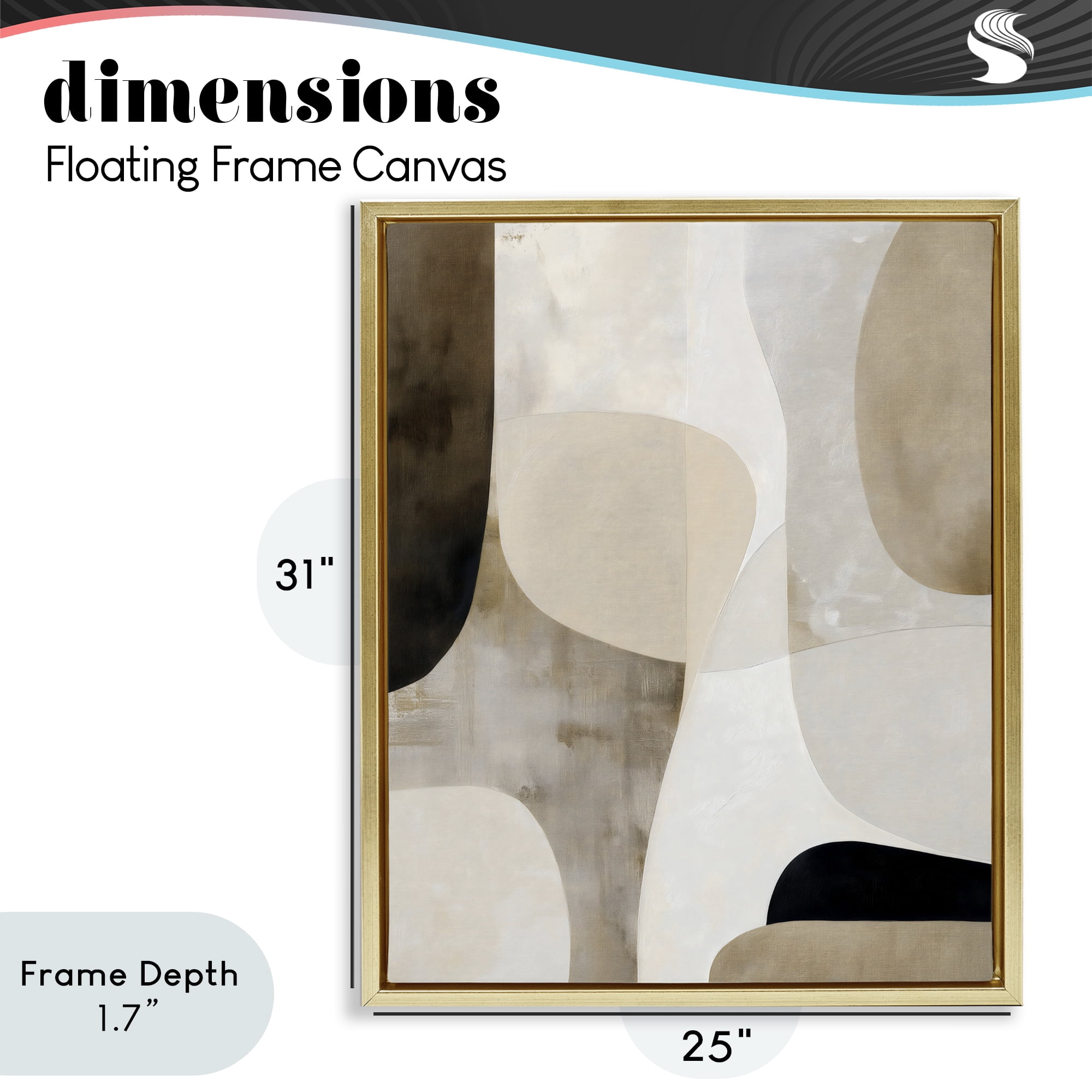 Stupell Industries Tan Shapes Organic Balance Gold Framed Floater Canvas Wall Art, design by Ink Drop Loft