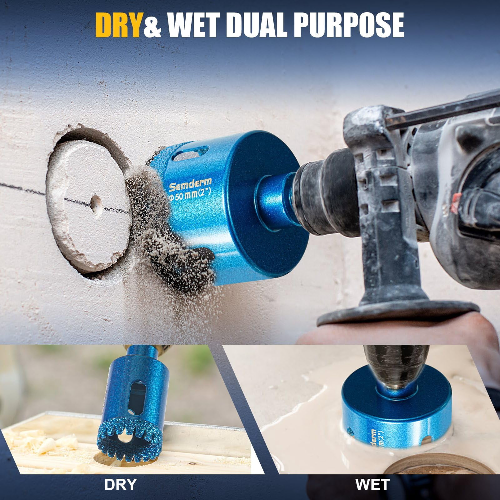 Diamond Hole Saw Kit Tile Hole Saw Kit 10 PCS Serrated Brazing Core Drill Bit Set with EVA Hole Saw Guide Jig Diamond Drill Bits for Porcelain Tile Glass Ceramic Stone Granite Marble