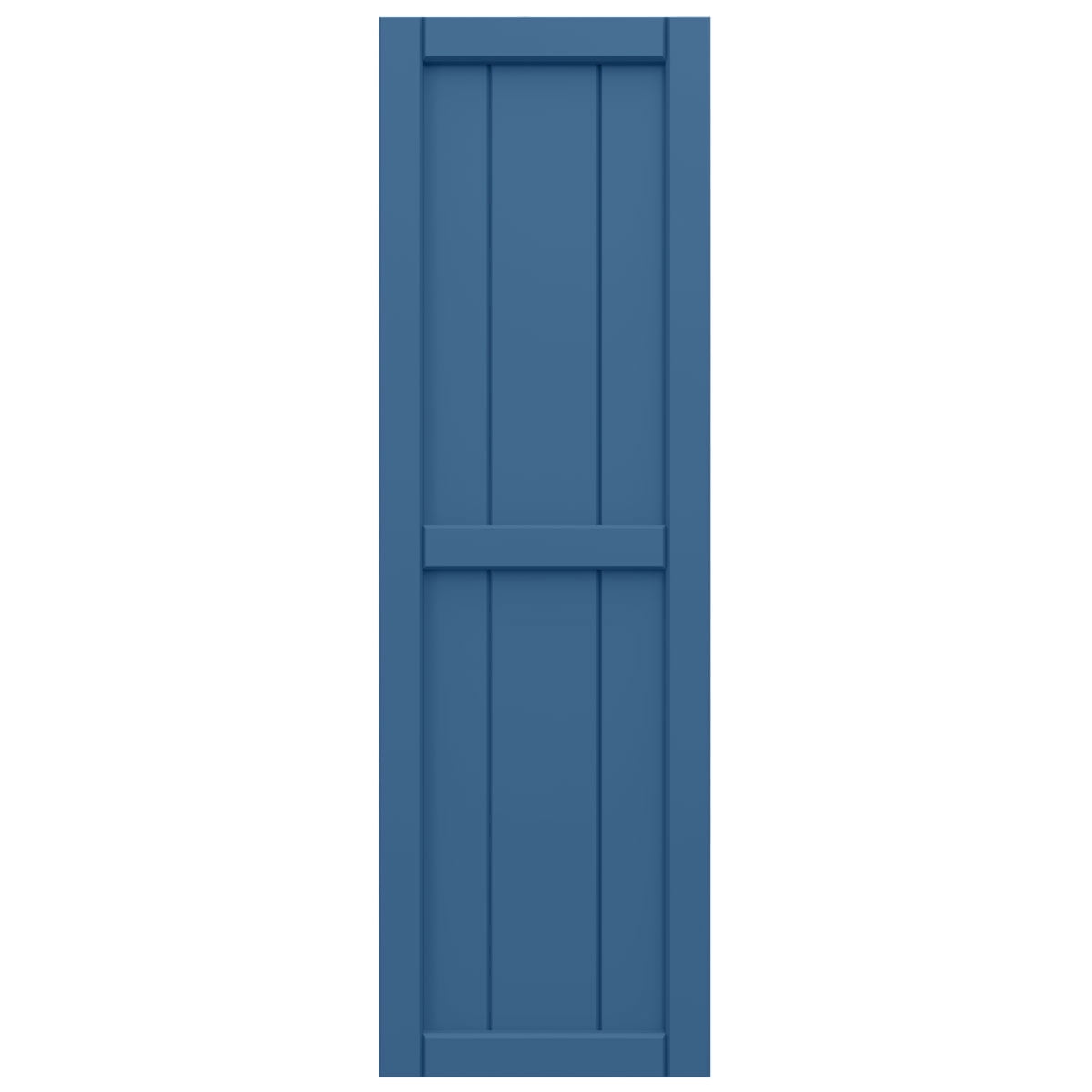 Ekena Millwork 10 3/4"W x 80"H True Fit PVC, Two Board Framed Board-n-Batten Shutters, Sojourn Blue (Per Pair - Hardware Not Included)