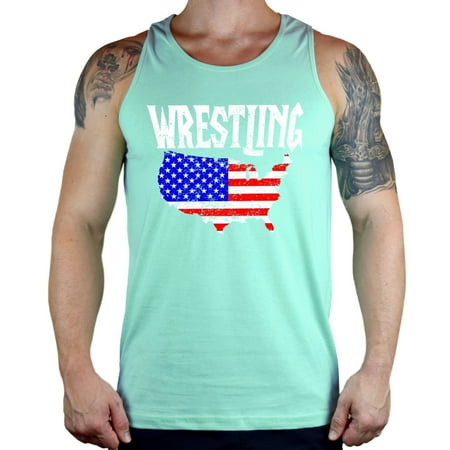 - Men's Wrestling US Flag Map KT T28 Mint Tank Top Large Mint