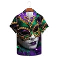 thumbnail image 5 of JURANMO Holiday Deals Tropical Shirts for Men Funny Mask Graphic Printed T-Shirts Casual Lapel Button Up Vacation Beach Top Multicolor XXL, 5 of 6