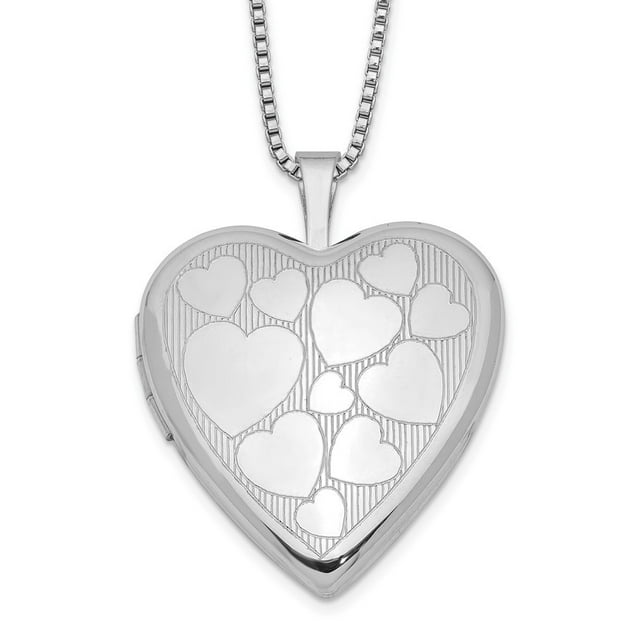 Diamond2Deal Collier Médaillon Cœur Flottant en Argent Sterling Rhodié 20 mm pour Femmes 18 Pouces