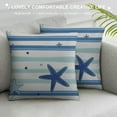 thumbnail image 3 of COMIO Throw Pillow Cover Starfish Beach Navy Blue Stripes Teal Summer Coastal Lumbar Pillow Nautical Hawaii Style Pillowcase Decor Cushion Covers Rectangle Both Sides Print for Home Sofa, 3 of 5