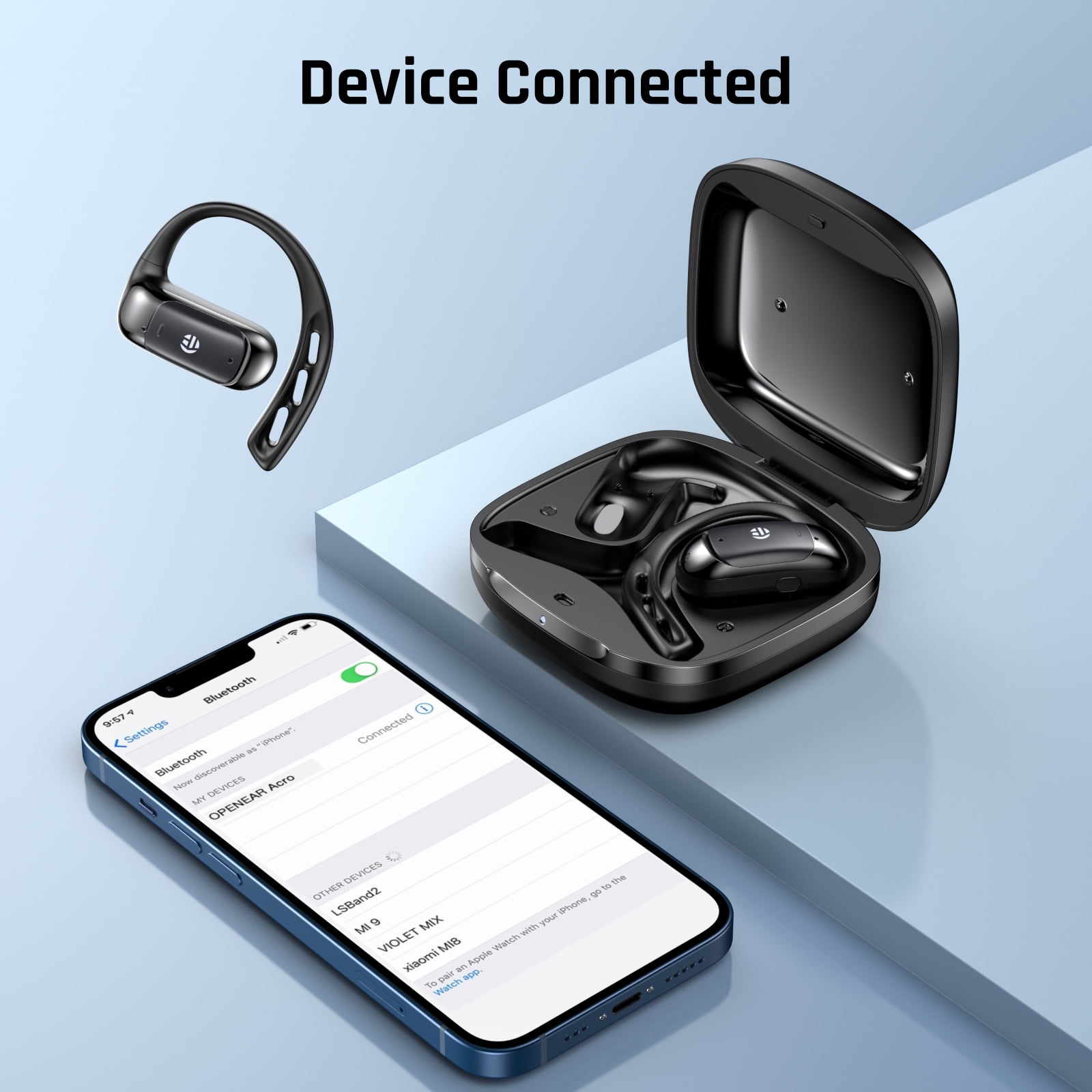 TOPVISION Wireless Earbuds, Bluetooth 5.4 Earbuds with Clear Call Mic, Open-Ear Earbuds with Dual EQ Sound Modes, 64H Playtime, Ultra-Lightweight, Open-Ear Headphones for Running, Workout, Gym