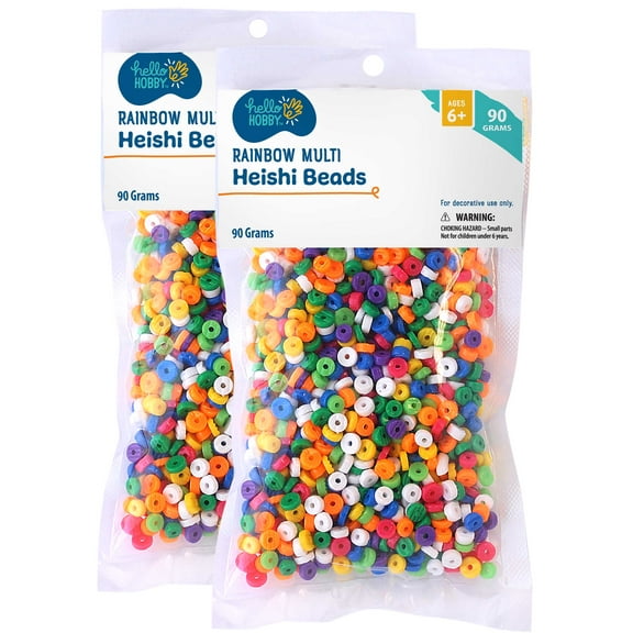 Rainbow Heishi Plastic Bead, 2 Pack. 180 Grams.